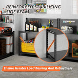 Widened Heavy Duty Workbench with Pegboard, 3000LBS Capacity Work Table with Reinforce Stable Side Beams, Metal Workstation for Garage Warehouse Workshop Office, 47.2" H x 47.2" W x 18.9" D, Black Jaqiumn