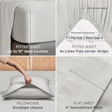 Bambaw Queen Sheet Set – 4pcs 100% Viscose Derived from Bamboo Sheets Set, Cooling Sheets for Night Sweats, Soft Queen Sheets, Hotel Luxury Bed Sheets Set, 16'' Deep Pockets (Moonlight Gray) Bambaw