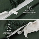 Bedsure Boho Duvet Cover Queen Size - Dark Green Tufted Boho Bedding, Farmhouse Shabby Chic Embroidery Bedding for All Seasons, 3 Pieces, 1 Soft Jacquard Queen Comforter Cover and 2 Pillow Shams Bedsure
