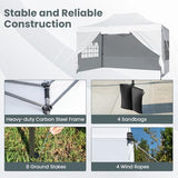 Tangkula 10x14 FT Pop Up Canopy, Outdoor Tent with 4 Sidewalls, Roll-up Door, Wheeled Bag, 4 Sandbags, 8 Stakes, 4 Wind Ropes, Portable Canopy Tent for Beach Party Event Camping (White) Tangkula