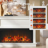 Andehomy 51" Farmhouse Electric Fireplace TV Stand with Mantel, 42" Insert Electric Fireplace Heater with Remote Control, Adjustable 3D Flame Effect, White Andehomy