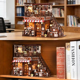 DIY Miniature House Kit, Dollhouse Fantastic Corner Shop for Adults to Build, Birthday/Christmas Day Gift for Family and Friends, Prefab Tiny Home with LED Lights,Corner Dessert House