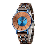 WASTIME Wooden Watch for Men Women, Stylish Chronograph Military Casual Calendar Wood Watches (B-Blue) WASTIME
