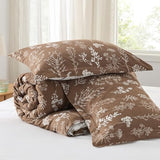 Bedsure Queen Comforter Set - Brown Bed Set, 3 Pieces Cute Floral Bedding, 1 Soft Reversible Botanical Flowers Comforter and 2 Pillow Shams Bedsure