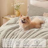 BEDELITE Fleece Twin Comforter Set -Super Soft & Warm Fluffy Linen Bedding, Luxury Fuzzy Heavy Bed Set for Winter with 1 Pillow case BEDELITE