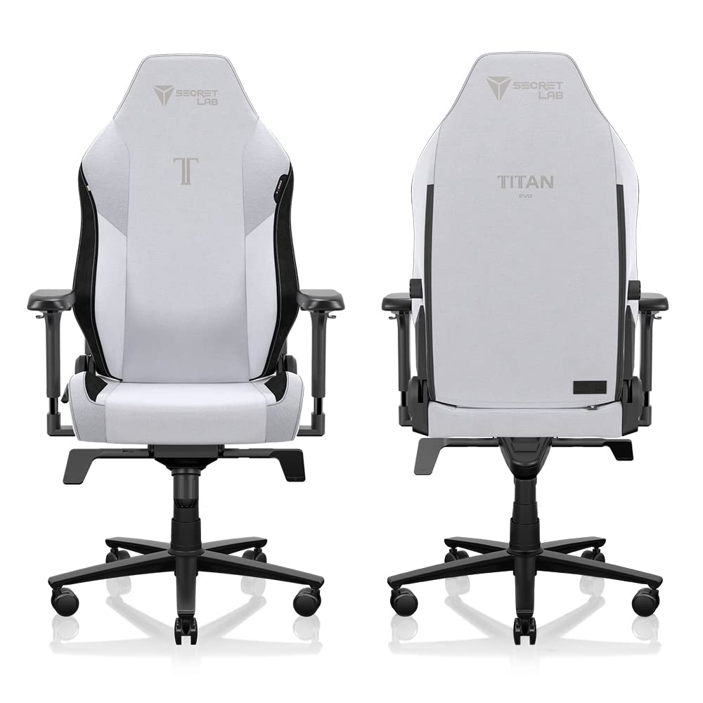 Secretlab Titan Evo Artic White Gaming Chair - Reclining, Ergonomic & Comfortable Computer Chair with 4D Armrests, Magnetic Head Pillow & 4-Way Lumbar Support - White - Fabric Secretlab