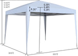 10 x 10 ft Pop-Up Canopy Tent Gazebo for Beach Tailgating Party White outdoor basic