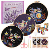 Uniartfy 3 Sets Hand Embroidery Starter Kits for Beginners Adults, Goldfish Stamped Cross Stitch Kit, DIY Needlepoint Kit with Cloth, Hoop,Threads and Instruction, Easy to Learn Embroidery Starter Kit