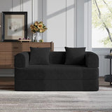 HouseMila 53.15" Boneless Couch,4-in-1 Futon Sofa Bed Modular Loveseat Sleeper Folding Compressed Couch with Pillows,No Assembly Required Convertible Sofa Bed for Living Room Bedroom Guest Room,Black HouseMila