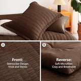 CozyLux Full Size Comforter Sets with Sheets 7 Pieces, Brown Seersucker Bed in a Bag Textured Luxury Soft Bedding Set with Down Alternative Comforter, Sheets, Pillowcases & Shams for All Seasons