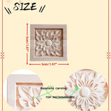 LXYUUM 4PCS Square Wood Appliques Onlays Decorative for Furniture Handmade Wood Carved Onlay for Bed Door Cabinet Wardrobe Furniture Decoration Unpainted Wood Carving Decoration(02,5x5cm/1.97x1.97") LXYUUM