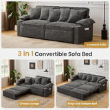 82.7’’ King Size Pull Out Sofa Bed, 3 in 1 Convertible Sleeper Sofa Bed with Futon Sofa , Chenille Loveseat Couch Bed with USB and Storage Pockets for Living Room,Bedroom, Pet-Friendly (Dark Gray) GRAINLLE