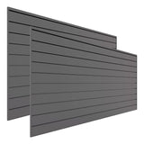 Proslat Garage Storage PVC Slatwall Panels - 2 Packs of 8 ft. x 4 ft. Sections (20 Single slats which Make up 64 sq.ft Once Installed) (Charcoal) (Dark Gray) PROSLAT
