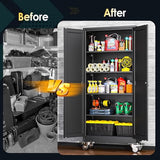 PAOFIN 71''H Tall Metal Garage Storage Cabinet with Wheels,Steel File Cabinets with 2 Doors and 4 Adjustable Shelves for Home Office, Warehouse, Required Assembly,Black PAOFIN
