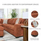 Signature Design by Ashley Aviemore Casual L-Shaped 2-Piece Sectional with Chaise for Living Room, Orange Signature Design by Ashley