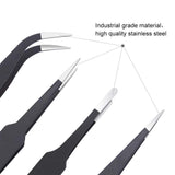 6PCS Precision Tweezers Set, Upgraded Anti-Static Stainless Steel Curved of Tweezers, for Electronics, Laboratory Work, Jewelry-Making, Craft, Soldering, etc, by kaverme. kaverme