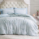 Bedsure Dusty Blue Comforter Set Queen, GentleSoft™ 3 Pieces Breathable Bow Comforter Set Women Girls with 2 Pillow Shams, Cute Queen Bedding Sets Room Decor Aesthetic Bedroom Decor, 90x90 Inches Bedsure