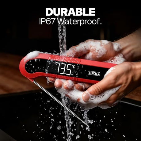 0.3 Sec Instant Read Meat Thermometer Digital for Cooking, ±0.5℉ Precision, Food Thermometer for Grilling, Air Fryer, Smoker, Candy, BBQ Essentials, Fathers Day Gift for Dad Him Men Birthday, Red ONFIKY