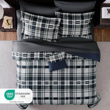 MaiRêve Full Size Comforter Set Navy Blue, Plaid Design Comforter Set 7 Pieces, All Season Comfortable Bedding Sets Full, Lightweight, Soft and Warm (Navy Blue, Full) MaiRêve