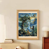 DIY 5D Diamond Art Painting by Number Kits Native American Indian Woman Dream Catcher Wolf and Eagle Paint with Square Diamonds Full Drill Beads Mosaic Art for Adults Wall Decoration (40x50CM) WoodArtSupply