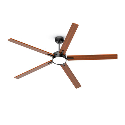 Skylike 72 Inch Wooden Ceiling Fans with Lights Led Remote Control Flush Mount Low Profile for Living Room Outdoor Patio,Buzzer ON & OFF,DC Motor,Reversible,Dimmable,Large,BLACK,Solid Wood Blade