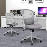 Smug Home Office Chair Ergonomic Desk Chair Mesh Computer Chair Modern Height Adjustable Swivel Chair with Lumbar Support/Flip-up Arms, Grey SMUG
