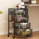 Rolling Cart with Drawers, 4-Drawer Storage Cart on Wheels with Wooden Top, Metal Utility Cart with Storage Drawers, Craft Storage Art Cart for Classroom, Office, Kitchen, Bedroom,Patent Pending Aokitsink