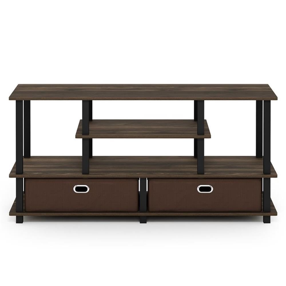 Furinno JAYA Large Stand for up to 50-Inch TV, Columbia Walnut/Black/Dark Brown Furinno