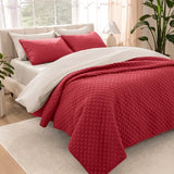 Bare Home Coverlet Set - Full/Queen - Lightweight Bed Decor - Comforter Alternative - All-Season Quilted Bedspread (Full/Queen, Red) Bare Home