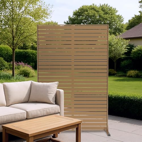 Metal Privacy Screen Outdoor, 72" h×47" w Balcony Patio Privacy Screen, Freestanding Privacy Fence, Decorative Panel, Patio Room Divider for Garden, Balcony, Deck Garvee