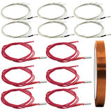 AFUNTA 12 PCS 12V 40W 620 Ceramic Cartridge Heater and NTC Thermistor 100K 3950 Fit 3D Printer & Heat High Temperature Resistant Adhesive Polyimide Tape for Electric Task - Red & White AFUNTA