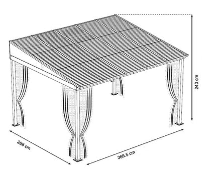 Sojag 10' x 12' Portland Gazebo Wall-Mounted Outdoor Weather-Resistant Aluminum Frame Sunroom Brown - WoodArtSupply