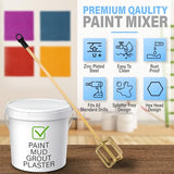 AYZOTEK Paint Mixer for Drill, 1-5 Gallon Bucket, Paint Stirrer for Drill, Zinc Plated, Rust-Free & Easy to Clean, Fits All Standard Drills - For Mixing Paint, Resin, Epoxy & Concrete (Medium Head) AYZOTEK