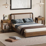 GYIIYUO Nightstand Set of 2 with Fabric Drawers and Open Shelves - Rustic Bedroom Side Tables GYIIYUO