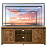 GAZHOME Modern Farmhouse TV Stand with Sliding Barn Doors, Media Entertainment Center Console Table for TVs up to 65”,2-Tier Large Storage Cabinets,Rustic TV Stand for Living Room Bedroom,Brown GAZHOME