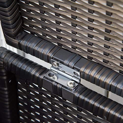 Outsunny 29 Gallon Patio Wicker Storage Bench, Outdoor PE Rattan Patio Furniture, 2-in-1 Large Capacity Rectangle Garden Storage Box with Handles and Cushion, Cream White Outsunny