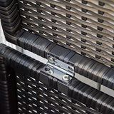 Outsunny 29 Gallon Patio Wicker Storage Bench, Outdoor PE Rattan Patio Furniture, 2-in-1 Large Capacity Rectangle Garden Storage Box with Handles and Cushion, Cream White Outsunny