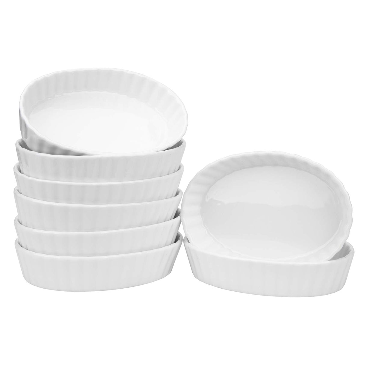 Foraineam Set of 8 Pieces Porcelain Ramekins, 6 Ounce Oval Creme Brulee Ramekin Dishes 6 x 4-1/4 x 1-1/4 Inch Baking Ramekins Set Foraineam