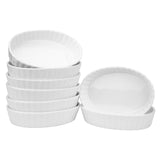 Foraineam Set of 8 Pieces Porcelain Ramekins, 6 Ounce Oval Creme Brulee Ramekin Dishes 6 x 4-1/4 x 1-1/4 Inch Baking Ramekins Set Foraineam