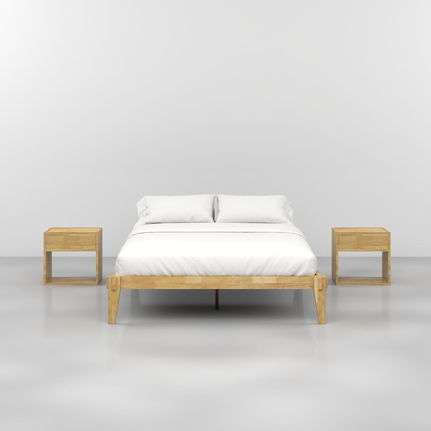 Bme Chalipa 14” Solid Wood Queen Bed Frame with Japanese Joinery - Minimalist Platform Design & Enhanced Storage - WoodArtSupply