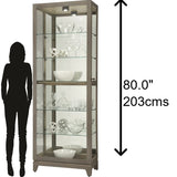 Howard Miller Gobind Curio Cabinet II - Floor Mount Grey Finish Durable Shelves & Levelers Illuminated Interior Halogen Lights Perfect for Decorative Items, Living Room Office & Room Decor Howard Miller