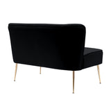 COSTAELM Alaia 46" Contemporary Wide Upholstered Velvet Loveseat Sofa Couch with Golden Metal Legs for Living Room, Black Costaelm