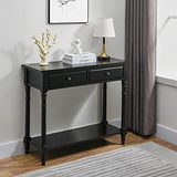 Entry Console Table with 2 Storage Drawers and Open Shelf, Traditional Console Table with Solid Wood leg, Foyer Tables for Entryway, Hallway, Blank Wall, 35.4”L x 13.8”W x 30.1”H, BlacK SFZ004BK VERDANTREE