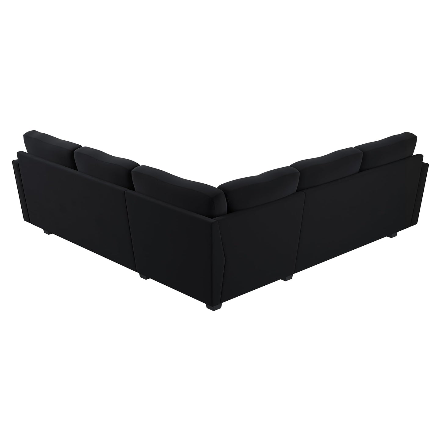 HONBAY Convertible Sectional Sofa L Shaped Couch for Small Apartment Reversible Sectional Couch for Living Room,Velvet Black