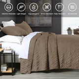 HORIMOTE HOME Quilt Set Queen Size Pine Bark, Classic Geometric Diamond Stitched Pattern, Ultra Soft Microfiber Lightweight Bedding Bedspread Coverlet for All Season with 1 Quilt 2 Pillow Shams HORIMOTE HOME