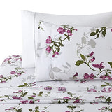 Marina Decoration Ultra Soft Silky Zipper Rich Printed Rayon Derived from Bamboo All Season 2 Pieces Duvet Cover Set with 1 Pillowcase, Pink Light Floral Pattern Twin/Single Size Marina Decoration