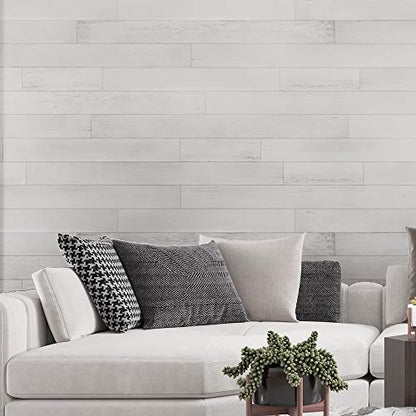 Art3d 10-Sheets Peel and Stick Reclaimed Barn Wood Planks for Wall, White-Washed (16 Sq Ft) - WoodArtSupply