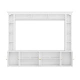 SOFTSEA 4-Piece Entertainment Center Wall Unit for TVs Up to 80", 92" Modern TV Stand with Bookshelves & Tempered Glass Doors, Large Media Console with Adjustable Shelves for Living Room, White SOFTSEA