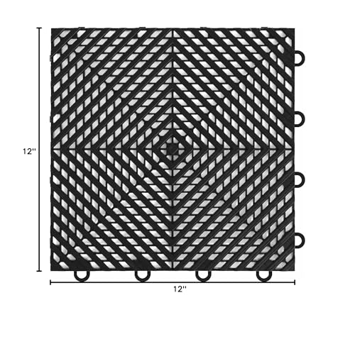 IncStores FlooringInc's Nitro 12"x12" Snap-Together Garage Flooring Tiles, Non-Slip Interlocking Plastic Floor Mat, Garage Organization & Storage, Vented, Midnight Black, 52 Tiles, 52 Sq/Ft IncStores