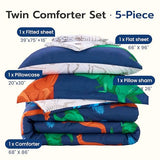 Joiedomi Kid Twin Comforter Set 5 Piece Dinosaur Bedding Set for Boys Girls Super Soft Microfiber Bed in a Bag with Comforter Sheets Pillowcase Sham Joiedomi